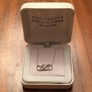 Sterling silver two hearts forever one necklace